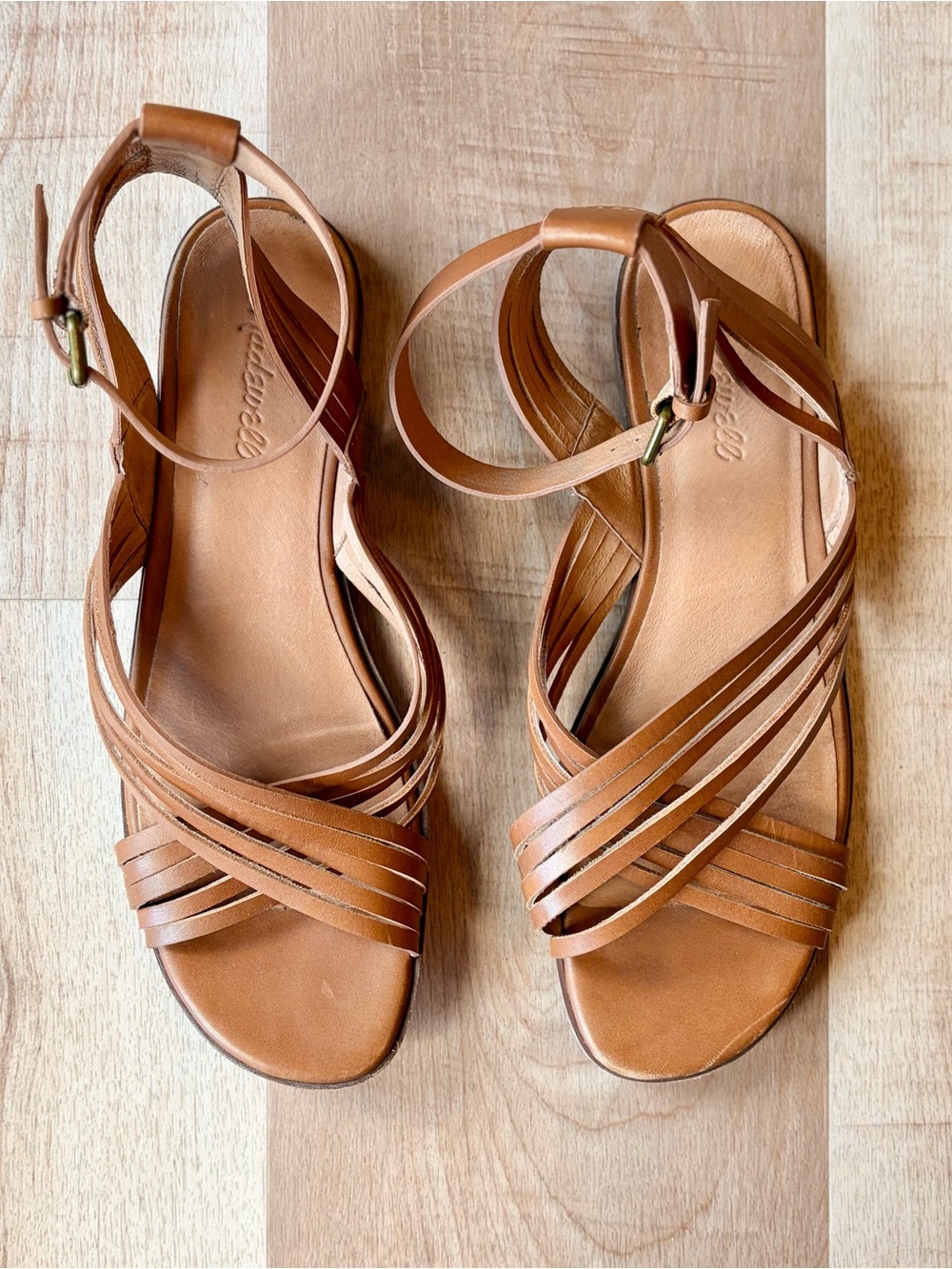 Madewell Samira Brown Leather Ankle Strap Sandals Size 10
